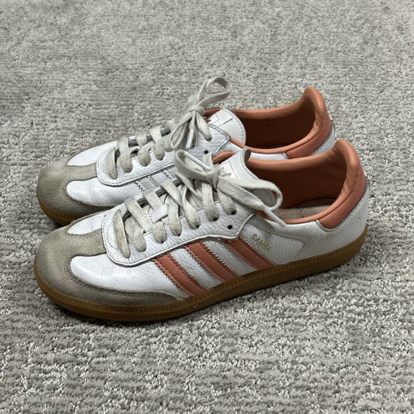 Adidas Samba OG Shoes Womens 6.5 Cloud White Wonder Clay Coral IG5932 EU 38 - Picture 1 of 11